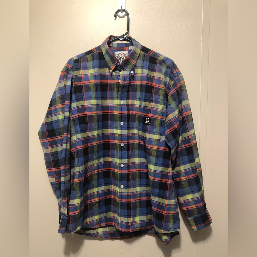 Cinch Men’s plaid western rodeo button down Medium long sleeve shirt blue,black